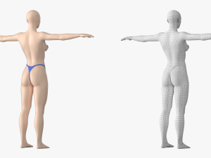 Natural Female 01 T-Pose Base Mesh Modello 3D