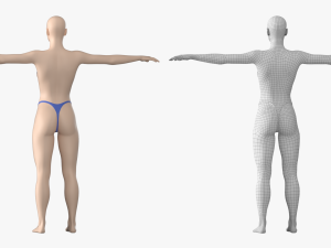 Natural Female 01 T-Pose Base Mesh Modello 3D