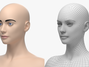Natural Female 01 T-Pose Base Mesh Modello 3D