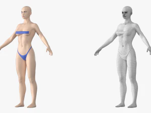 Maglia base Natural Female 01 A-Pose Modello 3D