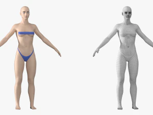 Maglia base Natural Female 01 A-Pose Modello 3D