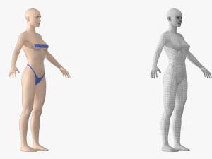 Maglia base Natural Female 01 A-Pose Modello 3D