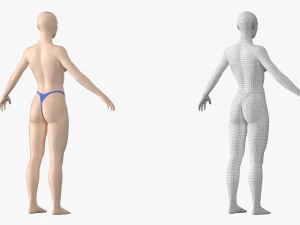 Maglia base Natural Female 01 A-Pose Modello 3D