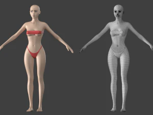 Maglia base stilizzata femminile 01 A-Pose Modello 3D