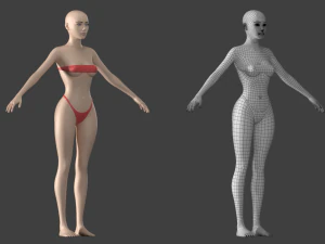 Maglia base stilizzata femminile 01 A-Pose Modello 3D