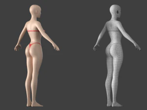 Maglia base stilizzata femminile 01 A-Pose Modello 3D