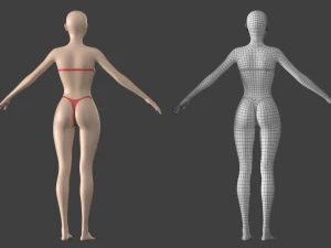 Maglia base stilizzata femminile 01 A-Pose Modello 3D