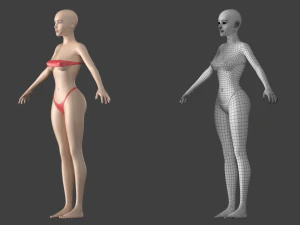 Maglia base stilizzata femminile 01 A-Pose Modello 3D