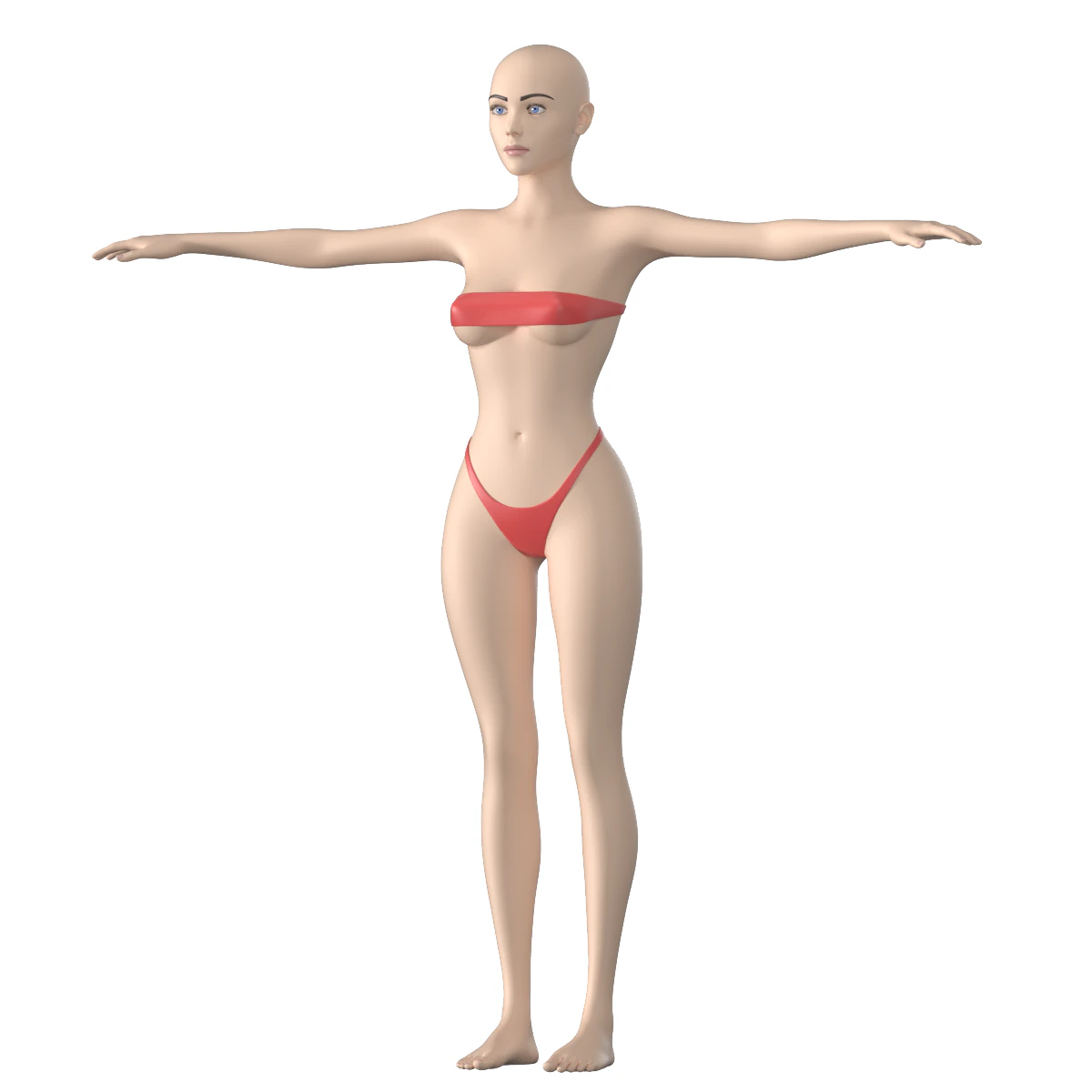 Stilisiertes weibliches 01 T-Pose-Basisnetz 3D Modell .c4d .max .obj .3ds .fbx .stl .blend 