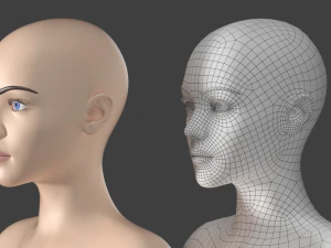 Stilisiertes weibliches 01 T-Pose-Basisnetz 3D Modell