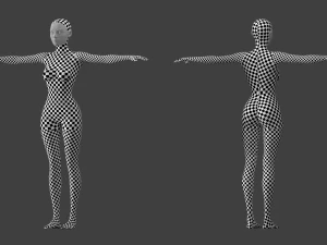 Stilisiertes weibliches 01 T-Pose-Basisnetz 3D Modell