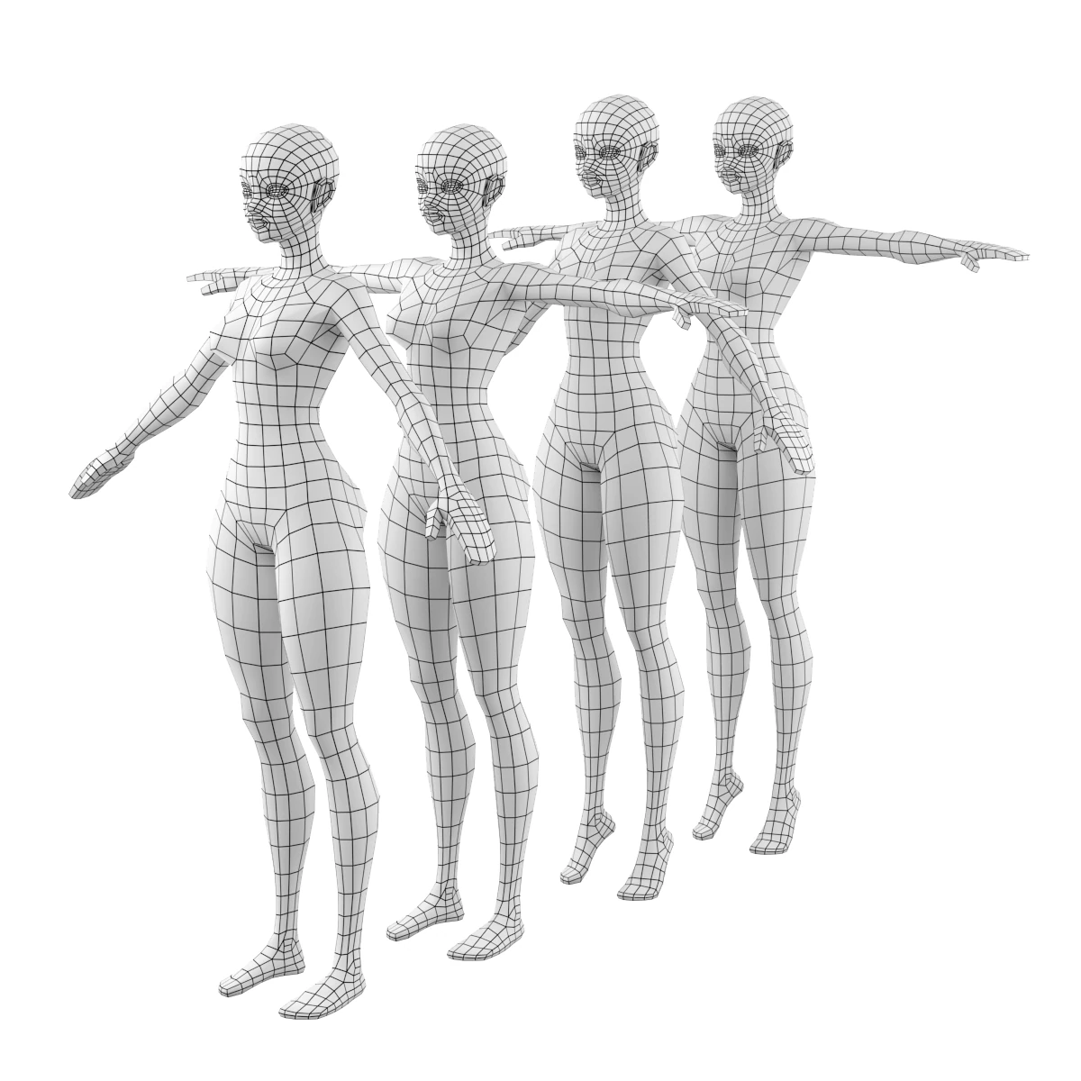 Stylized Female 02 Base Mesh 3D Model .c4d .max .obj .3ds .fbx .stl .blend