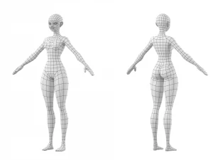 Stylized Female 02 Base Mesh 3D Model
