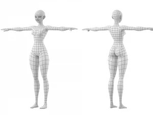 Stylized Female 02 Base Mesh 3D Model