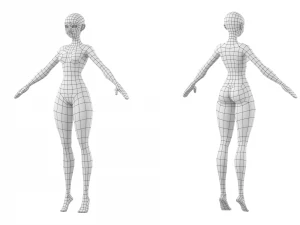 Stylized Female 02 Base Mesh 3D Model