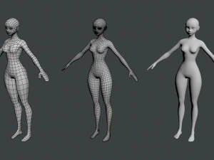 Stylized Female 02 Base Mesh 3D Model