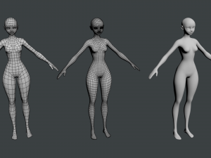 Stylized Female 02 Base Mesh Modèle 3D