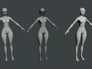 Stylized Female 02 Base Mesh 3D Model