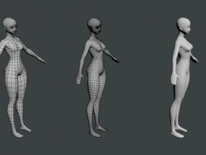 Stylized Female 02 Base Mesh 3D Model
