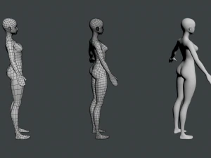 Stylized Female 02 Base Mesh 3D Model