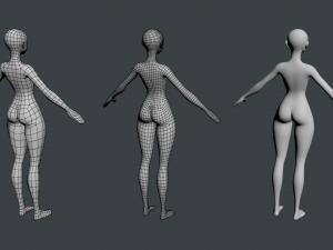 Stylized Female 02 Base Mesh Modèle 3D