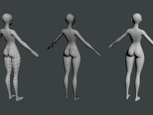 Stylized Female 02 Base Mesh 3D Model