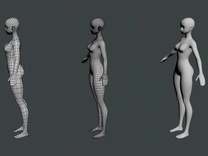 Stylized Female 02 Base Mesh 3D Model