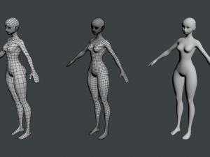 Stylized Female 02 Base Mesh Modèle 3D