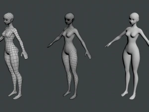 Stylized Female 02 Base Mesh 3D Model