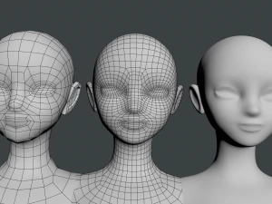 Stylized Female 02 Base Mesh 3D Model