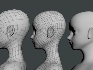 Stylized Female 02 Base Mesh 3D Model