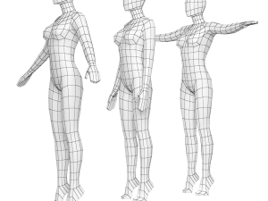 Natural Female On Toes In 3 Modeling Poses Base Mesh 3D Модель