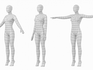 Natural Female On Toes In 3 Modeling Poses Base Mesh Modello 3D