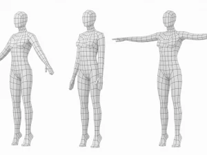 3 मॉडलिंग पोज में पैर की उंगलियों पर प्राकृतिक महिला बेस मेश 3D मॉडल