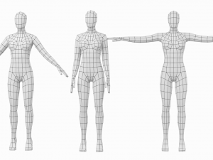 Natural Female On Toes In 3 Modeling Poses Base Mesh Modello 3D