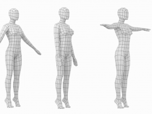 Natural Female On Toes In 3 Modeling Poses Base Mesh Modello 3D