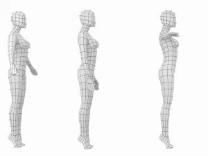 3 मॉडलिंग पोज में पैर की उंगलियों पर प्राकृतिक महिला बेस मेश 3D मॉडल