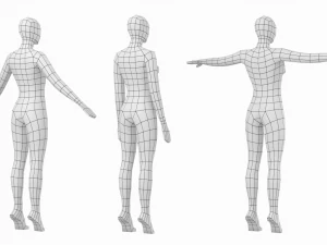 3 मॉडलिंग पोज में पैर की उंगलियों पर प्राकृतिक महिला बेस मेश 3D मॉडल