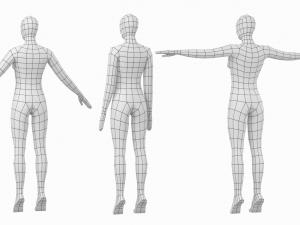 Natural Female On Toes In 3 Modeling Poses Base Mesh Modello 3D