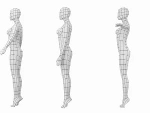 3 मॉडलिंग पोज में पैर की उंगलियों पर प्राकृतिक महिला बेस मेश 3D मॉडल