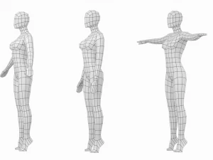 3 मॉडलिंग पोज में पैर की उंगलियों पर प्राकृतिक महिला बेस मेश 3D मॉडल