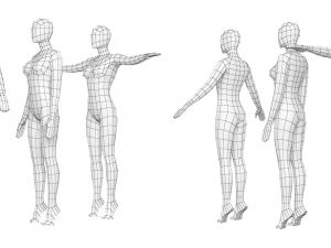 Natural Female On Toes In 3 Modeling Poses Base Mesh Modello 3D