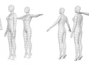 3 मॉडलिंग पोज में पैर की उंगलियों पर प्राकृतिक महिला बेस मेश 3D मॉडल