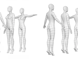 3 मॉडलिंग पोज में पैर की उंगलियों पर प्राकृतिक महिला बेस मेश 3D मॉडल