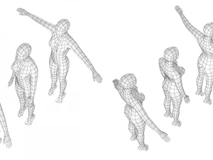 3 मॉडलिंग पोज में पैर की उंगलियों पर प्राकृतिक महिला बेस मेश 3D मॉडल