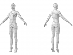 Natural Female On Toes In 3 Modeling Poses Base Mesh Modello 3D