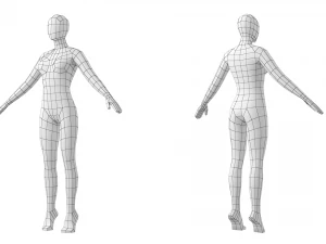3 मॉडलिंग पोज में पैर की उंगलियों पर प्राकृतिक महिला बेस मेश 3D मॉडल
