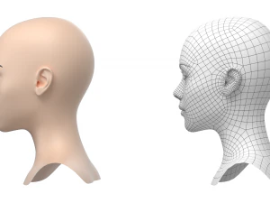 Maglia base testa femminile stilizzata 01 Modello 3D