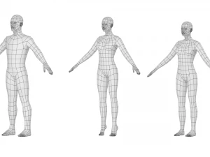 Maschio e femmina naturali in maglia di base A-Pose Modello 3D