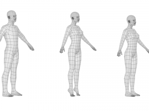 Natural Male and Female in A-Pose Base Mesh 3D 模型